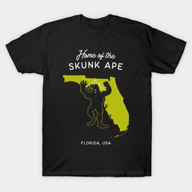 Home of the Skunk Ape - Florida USA T-Shirt by Strangeology